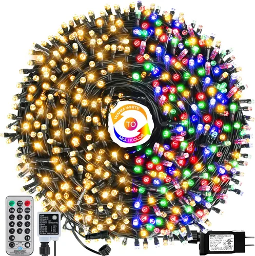 Vista 15 de Guirnalda de luces de Navidad con enchufe de extremo a extremo, 8 modos, 108 pies, 300 LED, IP55, impermeable, con certificación UL