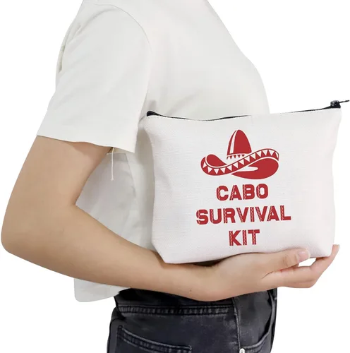 Vista 5 de POFULL Bolsa de cosméticos de boda de regalo para despedida de soltera de México, kit de supervivencia Cabo San Lucas