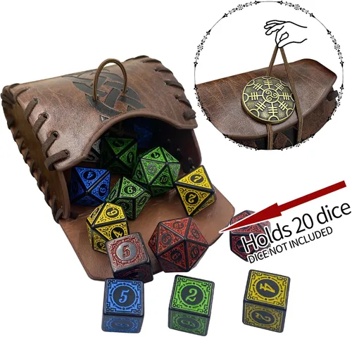 Vista 3 de HiiFeuer Mini bolso medieval de piel sintética, bolsa para cinturón renacentista portátil, monedero nórdico, bolsa de dados para LARP Ren Faire