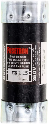 Vista 2 de Bussmann Cooper FRN-R-125 FuseTRON Fusible de doble elemento con retardo de tiempo, RK5, 125A, 250V, negro