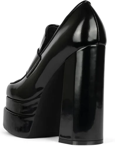 Vista 3 de Jeffrey Campbell LAXED Double-stacked Platform Loafer Pump Boots BLACK BOX