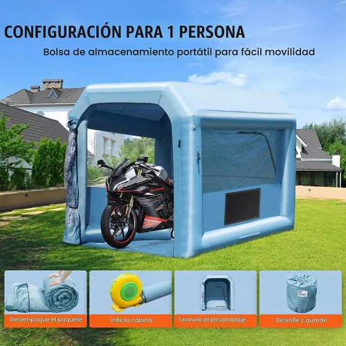 Vista 5 de VEVOR Cabina de pintura inflable, cabina de pulverización inflable de 9.8 x