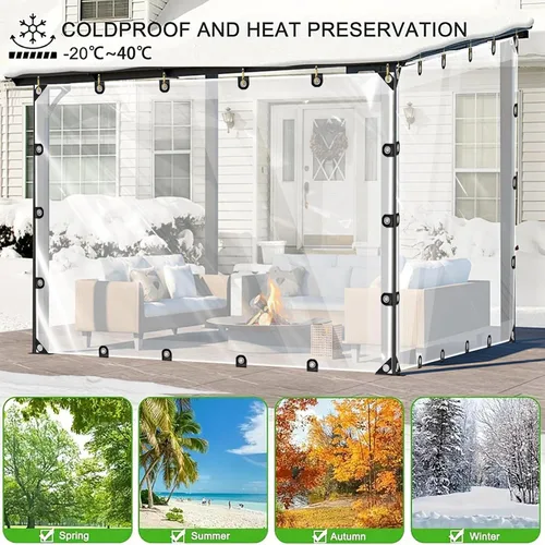 Vista 9 de Lona transparente con ojales, lona transparente resistente, impermeable, resistente a la intemperie, cubierta de casa verde con cuerda para plantas