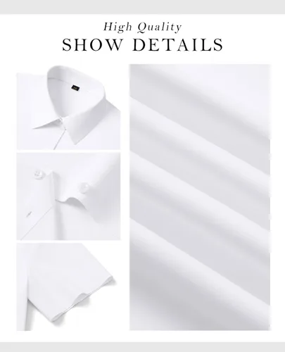 Vista 4 de siliteelon Camisas de manga corta con botones para mujer, camisas de vestir elásticas en 4 direcciones, blusa de trabajo ajustada