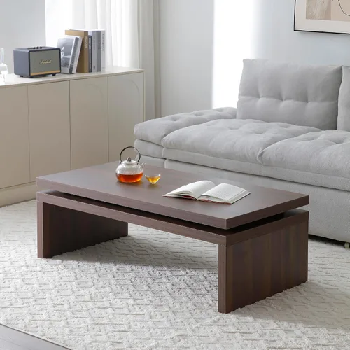 Vista 31 de Mesa auxiliar de madera, 39.37 pulgadas, cuadrada de mediados de siglo, mesa central de madera moderna de madera de fibropanel de densidad media