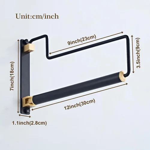 Vista 5 de Perchero Plegable para Ropa con Secador de Pared Negro Organizador de Ropa Montado en la Pared para Almacenamiento de Armario de la Lavandería