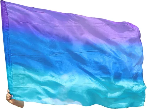 Vista 34 de Winged Sirenny Banderas flexibles de alabanza porfética de adoración de danza, serpentina rectangular de 50 pulgadas (luna azul)