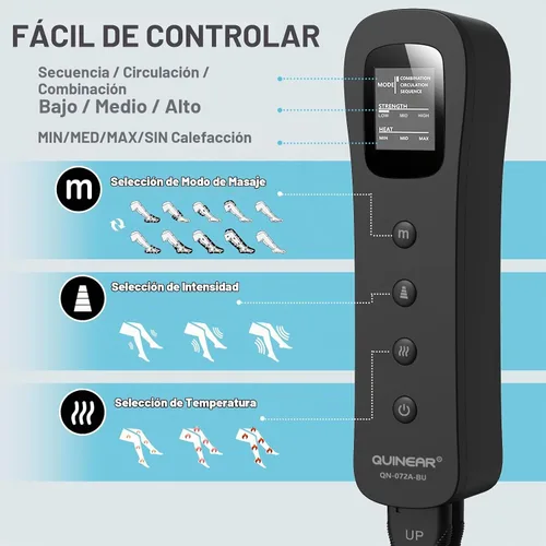 Vista 4 de QUINEAR Masajeador de piernas con calor y compresión FSA-HSA Masajeador de pies y piernas para circulación y alivio del dolor, 3Heat 3Mode Azul