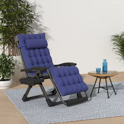 Vista 2 de Slendor Sillas de gravedad cero de gran tamaño XXL, silla reclinable Azul