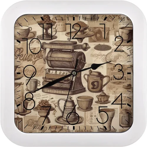 Vista 33 de 10" Square Modern Wall Clock,Different Heart Patterns Print Kitchen Clocks Wall Battery Operated,Silent Non Ticking Unique Funny Cute Wall Clock for