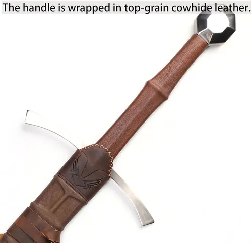 Vista 7 de Handmade Cast Sharp Blade Medieval Sword, Full Tang, with Leather Protective Cover,Real Metal Sword for Collection Gift