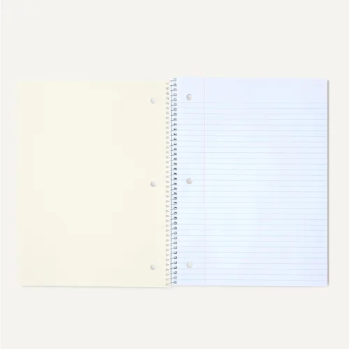 Vista 4 de Amazon Basics Cuadernos espirales con rayas universitarias, 70 hojas, 8 x 10.5 pulgadas, páginas perforadas, varios colores sólidos primarios