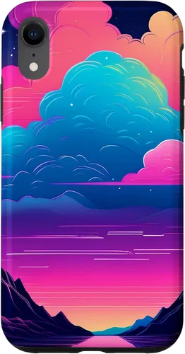 Vista 8 de iPhone 15 Colorful Retro Vaporwave Landscape Synthwave Case