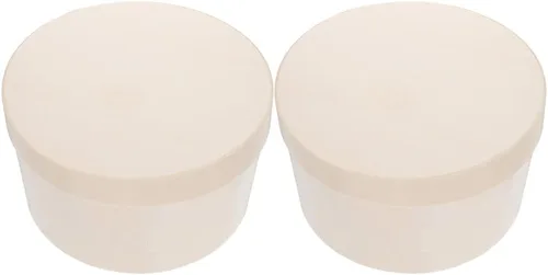Vista 5 de Ciieeo Juego de 2 cajas redondas para tartas de 6.33 pulgadas, cajas de almacenamiento de postres de madera sin terminar con tapa para mini tarta