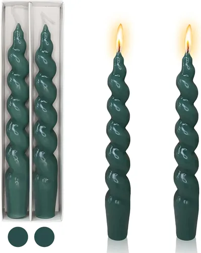 Vista 49 de Candelabros en espiral verde y velas cónicas verdes - Gedengni 7.5 pulgadas Velas cónicas cortas y encantadoras con diseño retorcido, velas sin