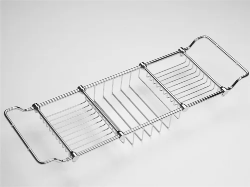 Vista 2 de Estante extensible de latón para bañera con acabado cromado pulido para un elegante almacenamiento en el baño