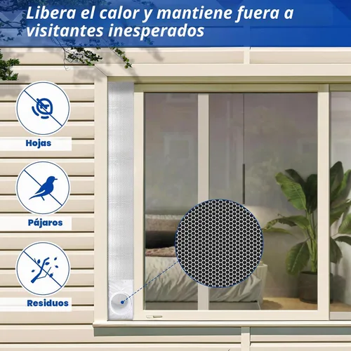 Vista 9 de Kit de sellado portátil de ventana de CA con pantalla de hojas, diseño de cordón, doble capa, refleja la luz solar y el calor, 64 pulgadas
