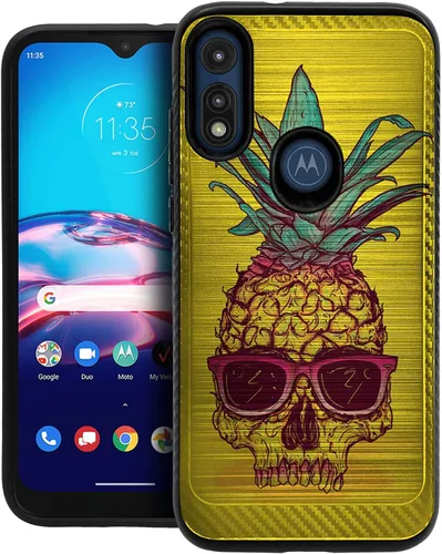 Vista 9 de CasesOnDeck Funda híbrida compatible con Motorola Moto E (2020) / Moto E [Armadura cepillada] Funda protectora delgada contra golpes