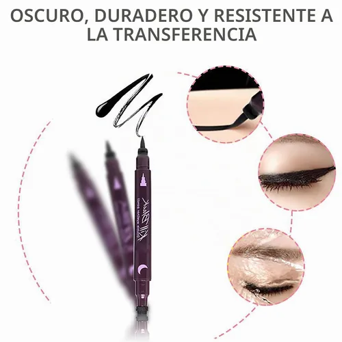 Vista 4 de Sello delineador de ojos de doble punta con forma de corazón, flor, luna, estrella, sello cosmético, impermeable, de larga duración, lápiz