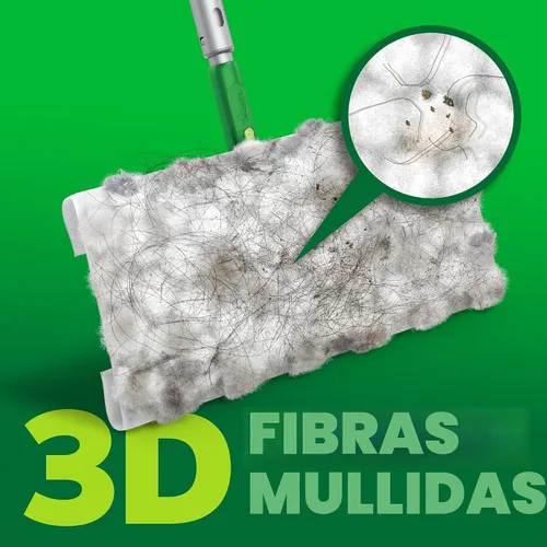 Vista 7 de Swiffer Kit de iniciación de lujo para el cabello con poste plegable, 9 paños secos con imán para el cabello, 2 paños húmedos adicionales para mopa