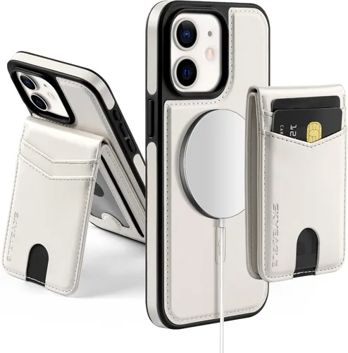 Vista 100 de SkyEagle - Funda tipo cartera compatible con MagSafe para iPhone 11, color negro Detachable Magnetic Credit Card Holder,RFID Blocking,PU