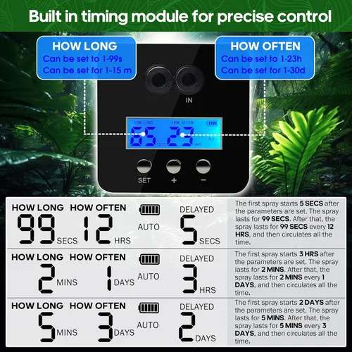 Vista 3 de Mister inteligente para reptiles, humidificadores de reptiles, sistema de nebulización automático con temporizador, humidificador de terrarios
