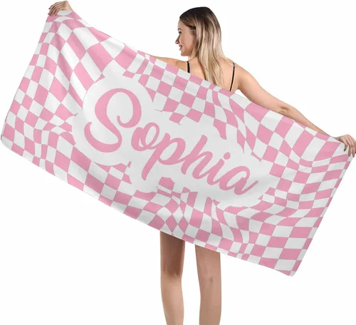 Vista 30 de MyPupSocks Toallas de playa para niñas, toallas personalizadas de teñido anudado con nombres para niños y adultos, toallas de playa personalizadas