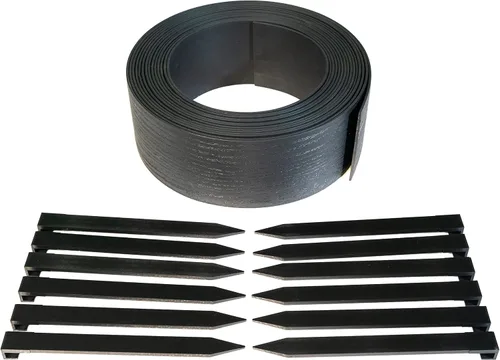 Vista 13 de EasyFlex Borde compuesto para excavar paisaje con estacas de anclaje, borde superior recto de 4.5 pulgadas, borde de borde de jardín, kit de 20 Negro