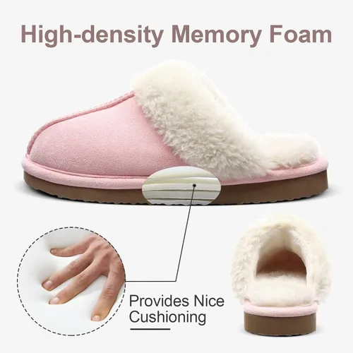 Vista 4 de Litfun Pantuflas mullidas de espuma viscoelástica para mujer, zapatos de invierno para interiores y exteriores