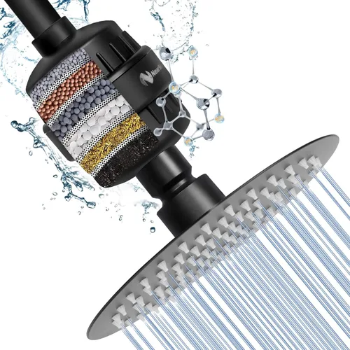 Vista 8 de Cabezal de ducha NearMoon y combo de filtro de ducha de 15 etapas, ducha filtrada de alta presión para agua dura, mejora la condición de tu piel