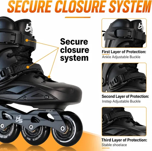 Vista 2 de Patines en línea para mujeres y hombres, patines profesionales de fitness con ruedas de poliuretano para hombres y mujeres, patines de alto