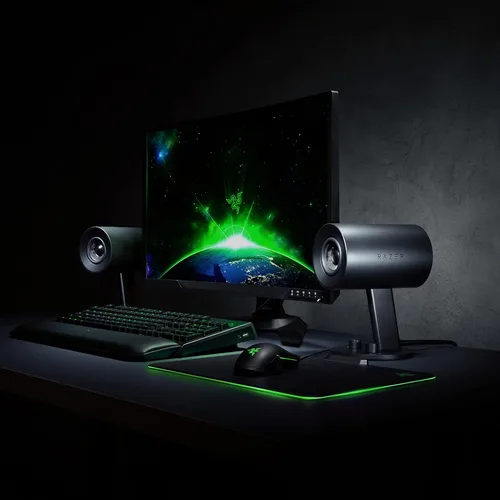 Vista 6 de Razer Nommo: Custom Woven Fiberglass 3" Drivers - Rear-Facing Bass Ports - Bass Knob w/Automatic Gain Control - Full Range 2.0 PC Gaming Speakers