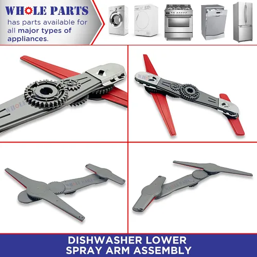 Vista 5 de Conjunto de brazo rociador inferior para lavavajillas Whole Parts mejorado # W10195601 - Reemplazo y compatible con algunos lavavajillas Kenmore