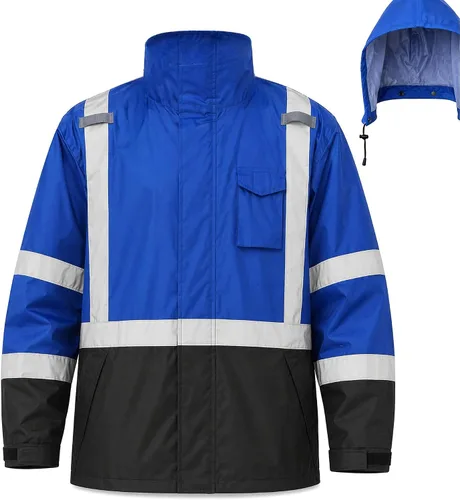 Vista 13 de SRsafety Equipo de lluvia de alta visibilidad, equipo de lluvia de trabajo de alta visibilidad clase 3 para hombres, trajes de lluvia de construcción
