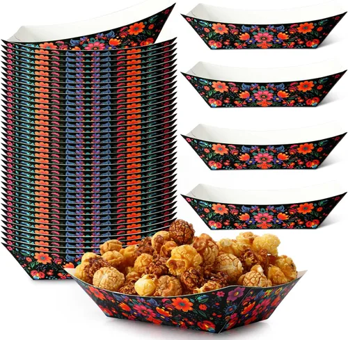 Vista 8 de Gejoy - 100 bandejas de papel mexicano para tacos de 2 libras, clásico