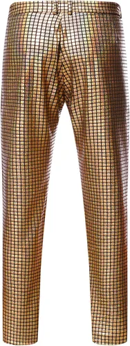 Vista 4 de LucMatton Conjuntos de discoteca de 2 piezas para hombre chaqueta y pantalones brillantes trajes de lentejuelas metálicas Metálico