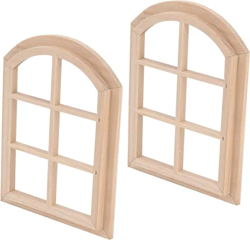 Vista 6 de Ventana de madera para casa de muñecas, escala 1/12 en miniatura, arqueada, casa de muñecas, ventana, modelo de accesorios, cubierta de golf