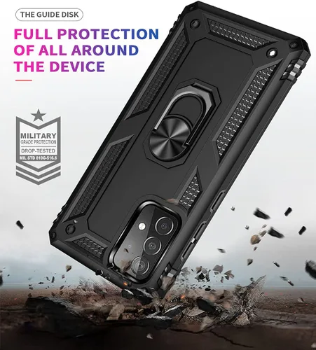 Vista 5 de ADDIT Funda A52 para Samsung Galaxy A52, con anillo de soporte, soporte ajustable, grado militar, protección resistente, a prueba de golpes