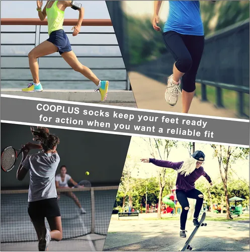 Vista 7 de COOPLUS Calcetines tobilleros para mujer, atléticos, acolchados, de algodón, para correr, 6 pares