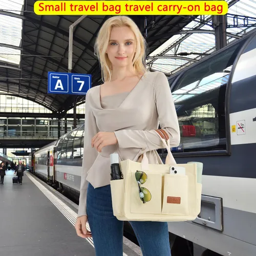 Vista 8 de Bolso de mano para mujer con compartimentos, bolso grande de lona para mujer, bolso cruzado de trabajo, portátil, bolsa de libros, bolsos de hombro