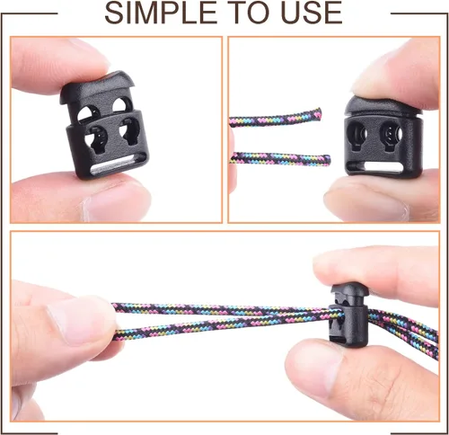 Vista 6 de CooBigo Plastic Cord Locks for Paracord Drawstring Clip, Spring Toggle Cord Stopper Sweatpant Hat Gloves Hoodie String Lock