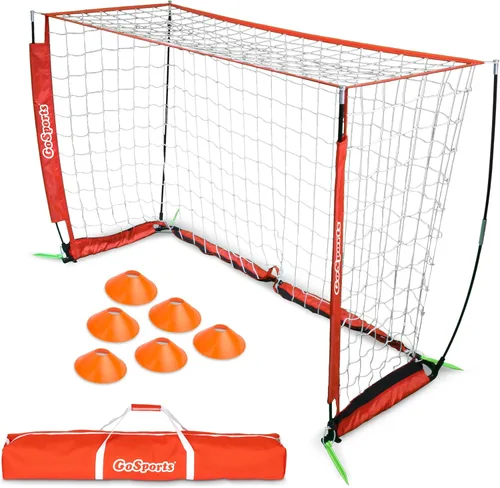 Vista 7 de GoSports Elite Soccer Goals – Redes de fútbol portátiles de 12 x 6 pies y 6 x 4 pies para juegos o práctica – Incluye 6 conos, funda de transporte