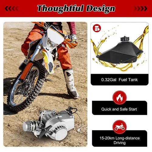 Vista 3 de Kit de motor, kit de motor de motor de 2 tiempos de 49 cc con tanque de combustible de 0.32 galones, motor de arranque refrigerado por aire, motor