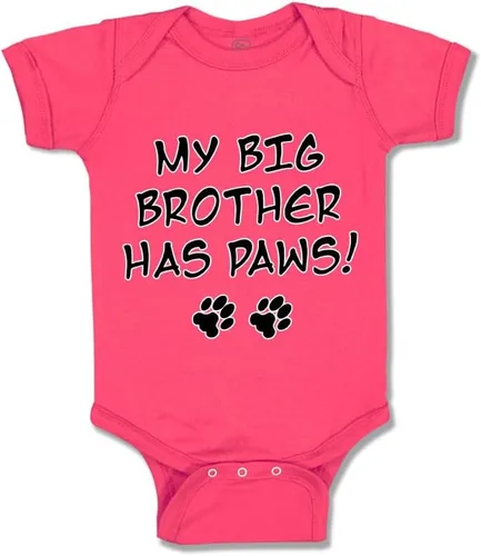 Vista 14 de Baby Bodysuit My Big Brother Has Paws Dog Lover Pet Boy & Girl Baby Clothes Solo un diseño blanco