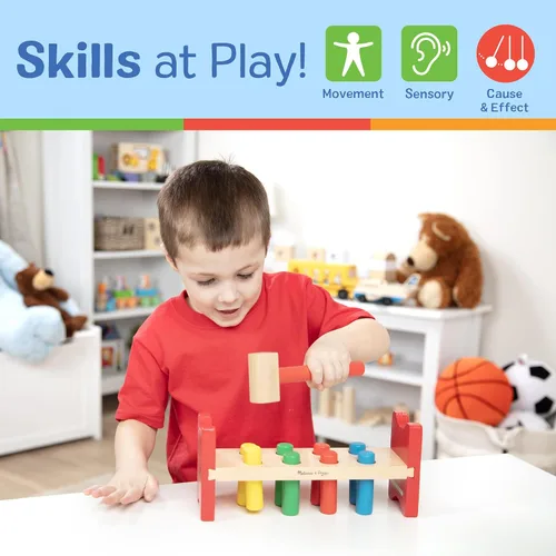 Vista 5 de Melissa & Doug Juguete de madera con martillo Pound-A-Peg de lujo certificado FSC