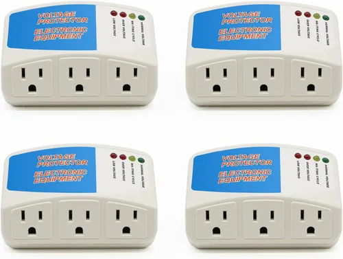 Vista 10 de BSEED Regleta protectora de sobretensiones para electrodomésticos, protector de sobretensiones de 3 tomas, protector de voltaje para refrigerador