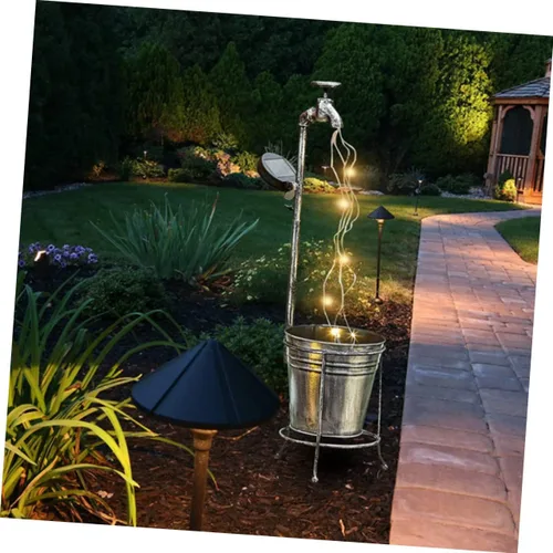 Vista 2 de Uonlytech Luz solar para cuartos para exteriores, luz solar para agua, regadera con luces de hadas, estaca de jardín, luces LED, decoración