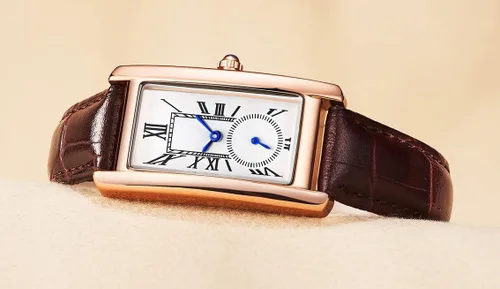 Vista 8 de carlien Reloj de cuarzo para mujer, elegante, rectángulo, vestido con correa de cuero y corona de cristal azul