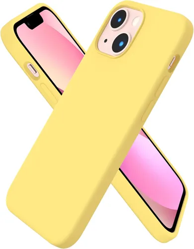 Vista 18 de ORNARTO - Funda compatible con iPhone 13 Mini, goma de gel suave de 3 capas de silicona líquida delgada con microfibra, 13,7 cm, azul Caucho