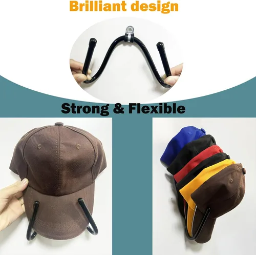 Vista 3 de Pmsanzay Percha organizadora de gorras, soporte para sombreros, estante para sombreros, organizador de sombreros para instalación en la pared, gran